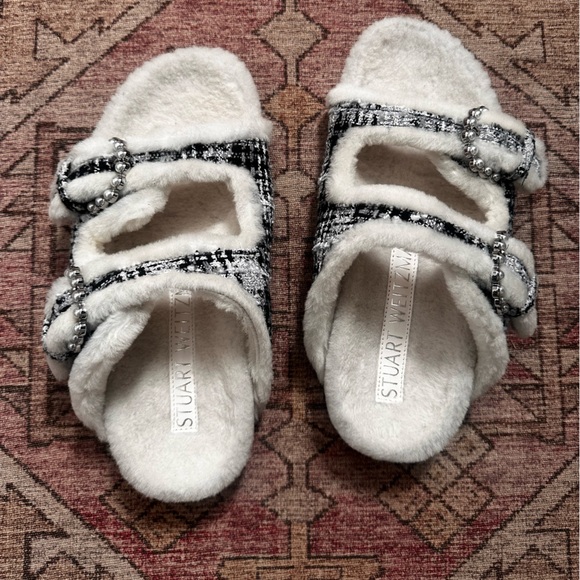 Stuart Weitzman Piper Shearling Slides 7 - Picture 2 of 8